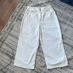 Abercrombie White The Crop Wide-Leg High Rise Jeans